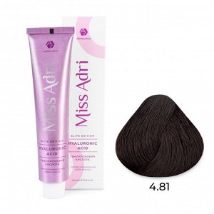 4.81 Крем - краска для волос ADRICOCO Miss Adri Elite Edition коричневый какао пепельный, 100мл