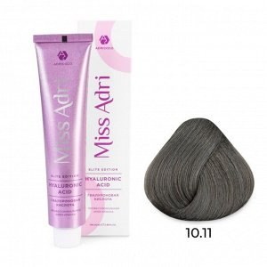 10.11 Крем - краска для волос ADRICOCO Miss Adri Elite Edition платиновый блонд пепельный интенсивный, 100мл