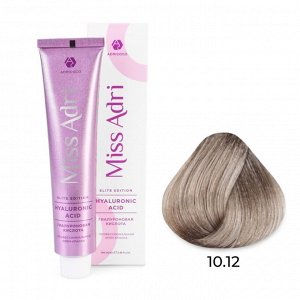 10.12 Крем - краска для волос ADRICOCO Miss Adri Elite Edition платиновый блонд пепельный перламутровый, 100мл
