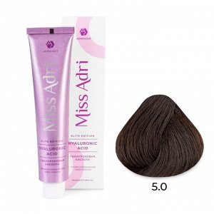 5.0 Крем - краска для волос ADRICOCO Miss Adri Elite Edition светлый коричневый, 100мл