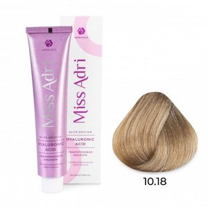10.18 Крем - краска для волос ADRICOCO Miss Adri Elite Edition платиновый пепельный коричневый блонд, 100мл