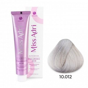 10.012 Крем - краска для волос ADRICOCO Miss Adri Elite Edition платиновый блонд прозрачный пепельный перламутровый, 100мл