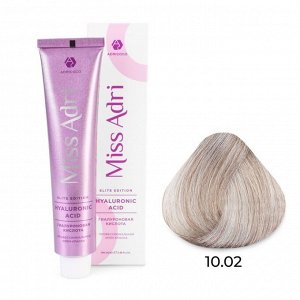 10.02 Крем - краска для волос ADRICOCO Miss Adri Elite Edition платиновый блонд прозрачный фиолетовый, 100мл