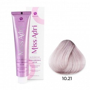 10.21 Крем - краска для волос ADRICOCO Miss Adri Elite Edition платиновый блонд фиолетовый пепельный, 100мл