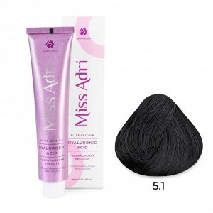 5.1 Крем - краска для волос ADRICOCO Miss Adri Elite Edition светлый коричневый пепельный, 100мл