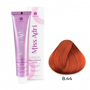 8.44 Крем - краска для волос ADRICOCO Miss Adri Elite Edition светлый блонд медный интенсивный, 100мл