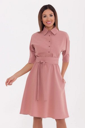 Платье 201 "Гольяно" Темный фламинго/Розово-персиковый