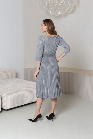 Платье 773 "Люрекс", серый/серебро