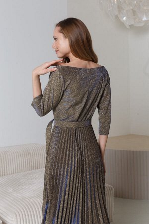 Платье 773 "Люрекс", баклажан/золото