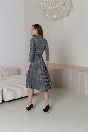 Платье 774 "Люрекс", серый/серебро