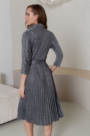 Платье 774 "Люрекс", серый/серебро
