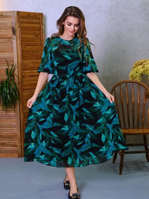 Платье 683, Leya Khaim, Черный/листья