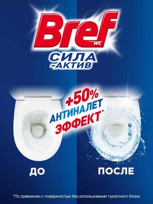 Туалетный блок Бреф Сила-Актив Океанский бриз в виде блока очистителя для унитаза, средство для туалета 1 блок (50г)