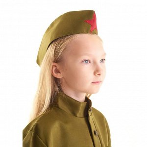 Костюм военного «Солдаточка», гимнастёрка, ремень, пилотка, юбка, 5-7 лет, рост 122-134 см