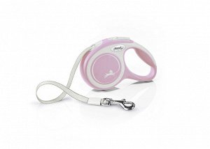 flexi рулетка NEW LINE Comfort XS (до 12 кг) лента 3 м серый/розовый