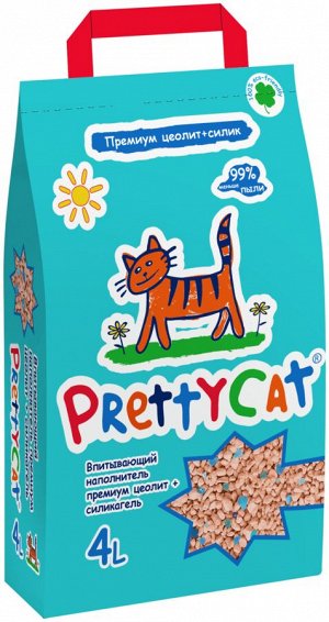 Наполнитель впитывающий для кошачьих туалетов "PrettyCat Premium" 2кг (4л)