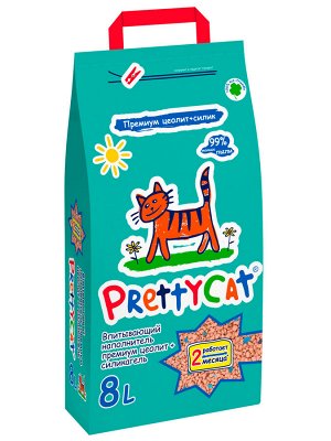 Наполнитель впитывающий для кошачьих туалетов "PrettyCat Premium" 4кг (8л)