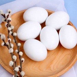 Деревянное яйцо для Декора "Белый" 6,1х4,6х4,6 см.