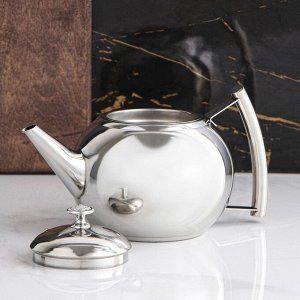 Чайник заварочный из нержавеющей стали «Кеннет», 1,3 л, металлическое сито, цвет хромированный