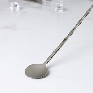 Ложка барная с мадлером из нержавеющей стали, h=33,5 см, цвет серебряный