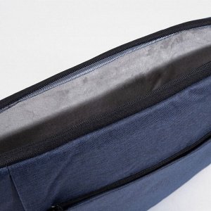 Сумка для ноутбука на молнии, наружный карман, длинный ремень, синяя