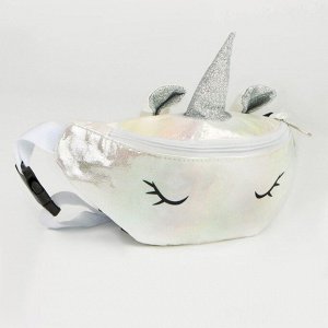 Сумка детская поясная Magic unicorn, на молнии, белая