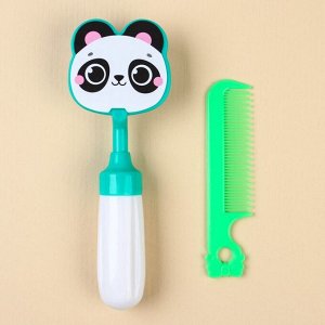 Набор расчёсок «Панда», 2 предмета: расчёска с зубчиками + щётка