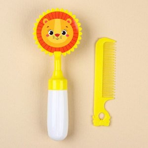 Набор расчёсок «Львёнок», 2 предмета: расчёска с зубчиками + щётка