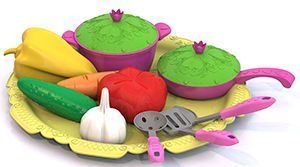 Нордпласт Набор овощей и кухонной посуды "Волшебная Хозяюшка" (12 предметов на подносе)