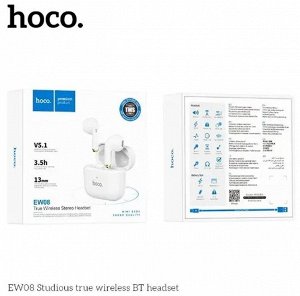 Беспроводные наушники HOCO EW08 Studious, Bluetooth, 250 мАч, белый