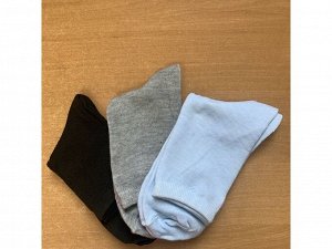 Носки подростковые демисезонные, в уп 3 шт голубые/серые/черные