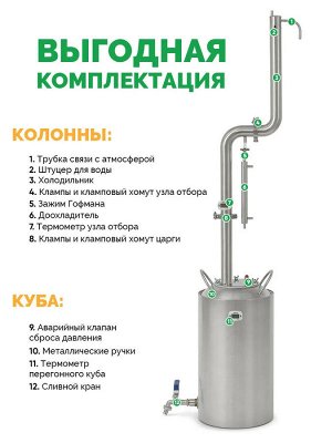 Самогонный аппарат Родник ПРО 3, 20 л (Русская дымка)