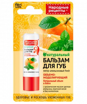 Бальзам для губ НАРОДНЫЕ РЕЦЕПТЫ 4,5г Мятно-апельсиновый fresh ГОСТ 1/24