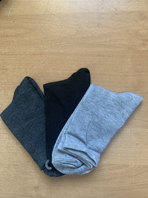 Носки мужские демисезонные, уп 3 шт  серые/черные/темно-серые