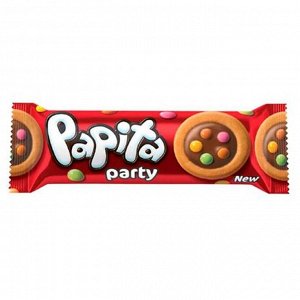 Хрустящее печенье Papita Party / Круглые печеньки с ванильным вусом Папита Пати покрытые молочным шоколадом и цветным драже 63 гр