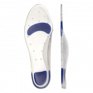 Стельки для обуви, с супинатором, универсальные, 37-38 р-р, 25 см, пара, цвет прозрачный/синий
