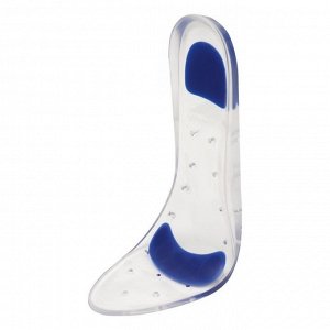 Стельки для обуви, с супинатором, универсальные, 37-38 р-р, 25 см, пара, цвет прозрачный/синий