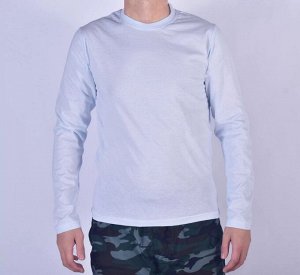 Мужская футболка х/б с длинным рукавом (светло-голубая)