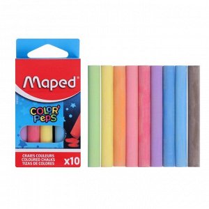 Мелки цветные Maped Color Peps, в наборе 10 штук, круглые, специальная формула «без грязи»