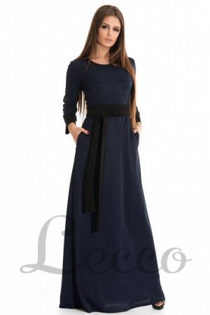 Платье Материал: трикотаж 
Длина : 150 см.
Длина рукава: 48 см.
Цвет: тёмно-синий