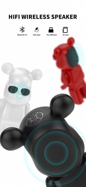 Беспроводная колонка Bearbrick Медведь Брикли портативный динамик BT, AUX, TF, Флешка