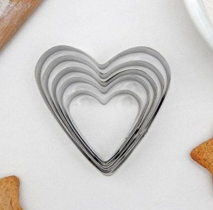 Набор форм для вырезания печенья Доляна «Сердечко», 5 шт, 7,5×7,4 см