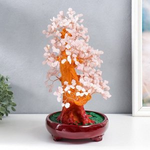 Сувенир бонсай "Денежное дерево с розовыми камушками" 450 камней 32х17х27 см