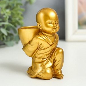 Сувенир полистоун подсвечник на 1 свечу "Маленький будда" 7,5х5х10 см