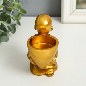 Сувенир полистоун подсвечник на 1 свечу "Маленький будда" 7,5х5х10 см