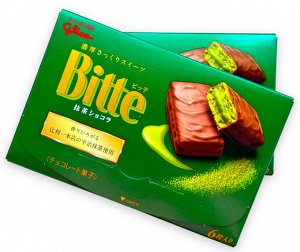 Glico BITTE Печенье в шоколаде (Матча и шоколад), 120 г