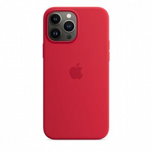 Чехол iPhone 13 Mini Silicone Case MagSafe hi-copy, с яблоком, красный