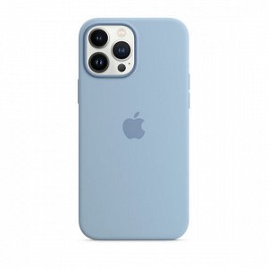 Чехол iPhone 13 Silicone Case MagSafe hi-copy, с яблоком, голубой