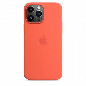 Чехол iPhone 13 Silicone Case MagSafe hi-copy, с яблоком, персиковый