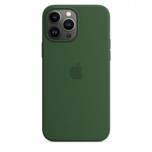 Чехол iPhone 13 Silicone Case MagSafe hi-copy, с яблоком, темно-зеленый